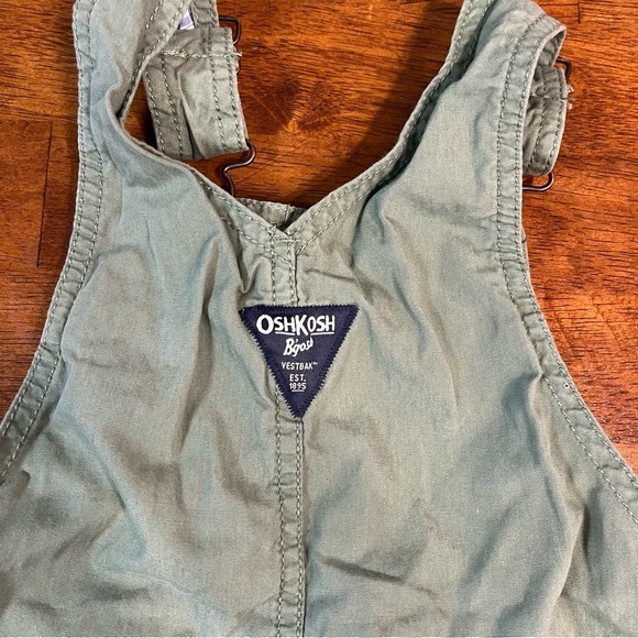 Oshkosh green olive overalls plaid contrast size 3 - Picture 5 of 7